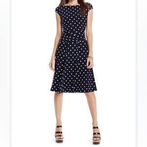 Ralph Lauren cotton navy polka dot dress size 10